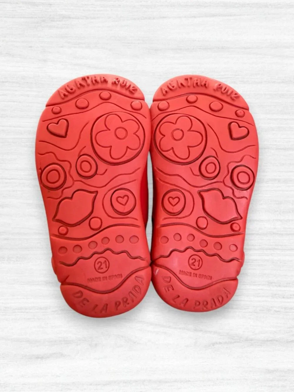 Agatha Ruiz de la Prada Snail Mary Jane Red Baby Leather Shoe EU 21 US 5 Toddler
